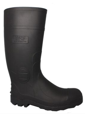 Black Steel Toe Work Boots Rain Water and Slip Resistant Womens 9.5 10 Rubber